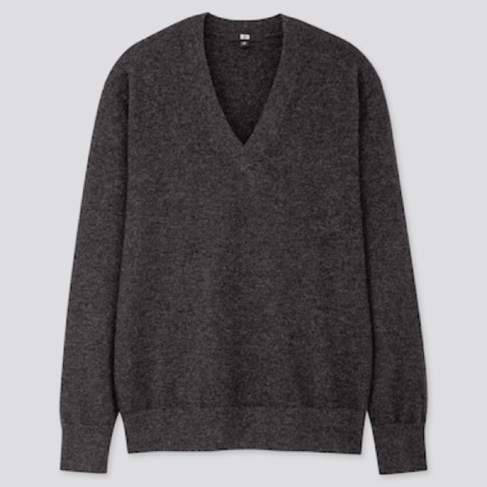 Uniqlo Cashmere Sweater Vneck dark grey
